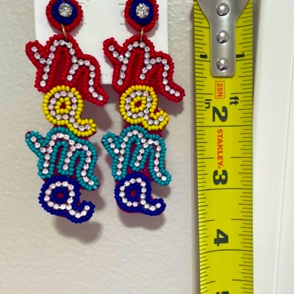 🌻JUST IN! MAMA Multicolor Beaded Crystal Earrings - Picture 2 of 2